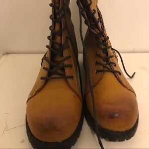 Brown leather like combat boots